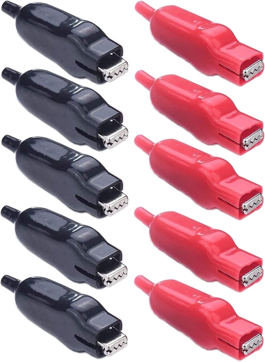 Crocodile clips 20A - metalen clips - PVC geïsoleerd - ideaal voor elektrische projecten - ShopVlot