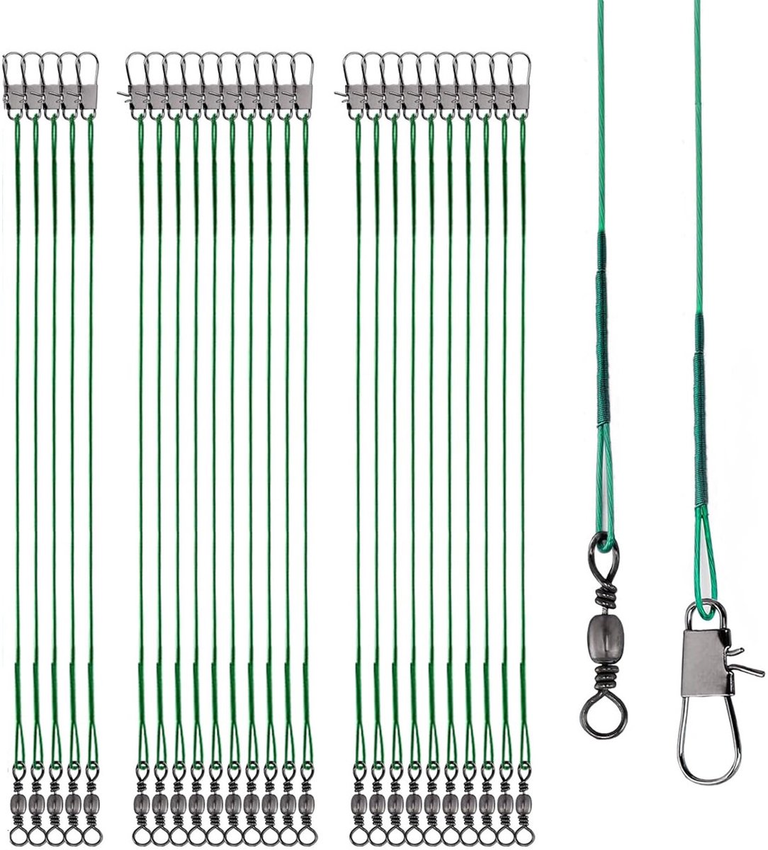 Stalen onderlijn - 25 Stuks - 30cm lang - Staaldraad trekkracht 14 kg - 0,5mm - Onderlijnen - Talen voorvakken - Onderlijnen voor Kunstaas - Vissen - Roofvissen - Voor roofvissen met kunstaas