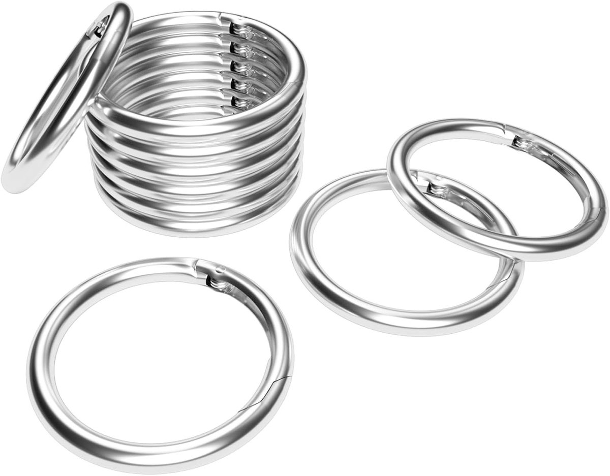 10 Stuks 1 Inch Metalen Veer O-Ringen Clip Sleutelhangers, Ronde Carabiner Clips voor Sleutels, Portemonnee, Tas en Leer DIY Projecten