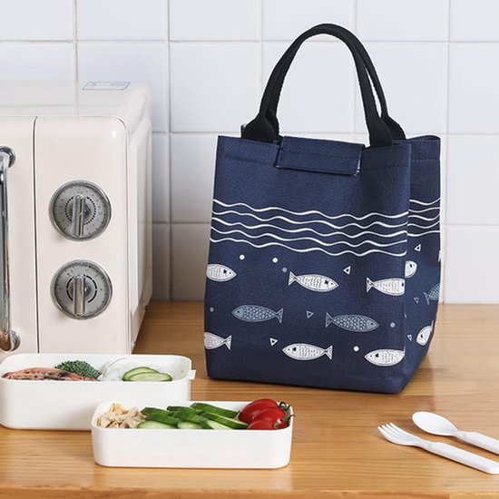 Lunchtas - 2 Stuks Set - Kleine Koeltas voor Werk en School - Opvouwbare Thermotas met Aluminium Isolatie - Lunchbag voor Dames, Heren en Kinderen - Blauw en Geel — afbeelding 3