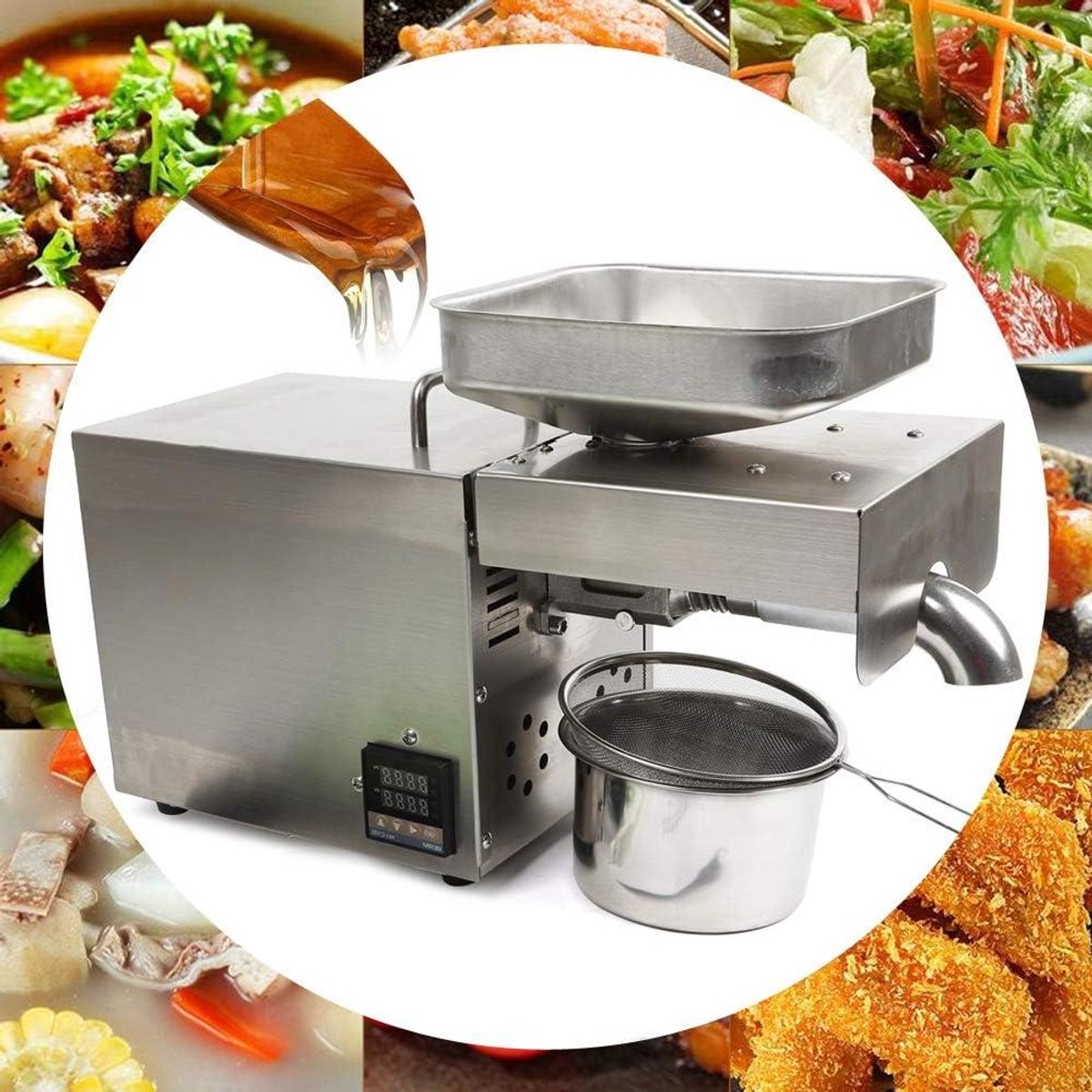 Oliepers Machine - Huishoudelijke Oliepers - Gezonde Oliën Maken - Hoge Olieopbrengst - 610 Watt - Zilver