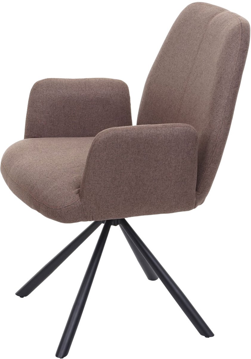MCW Eetkamerstoel MCW-H71, keukenstoel, stoel met rugleuning, stof/textiel, staal ~ bruin
