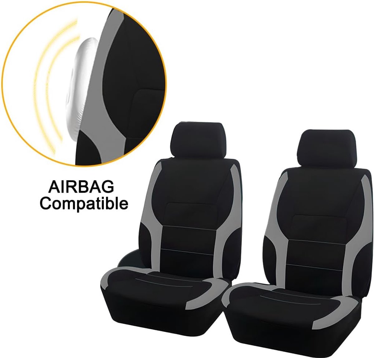 SnelShoppen - Compleet Set Auto Zitbeschermers 4 Stuks Voorstoel Covers met Hoofsteun Hoezen Universele Bescherming Auto Interieur Sedan Grijs