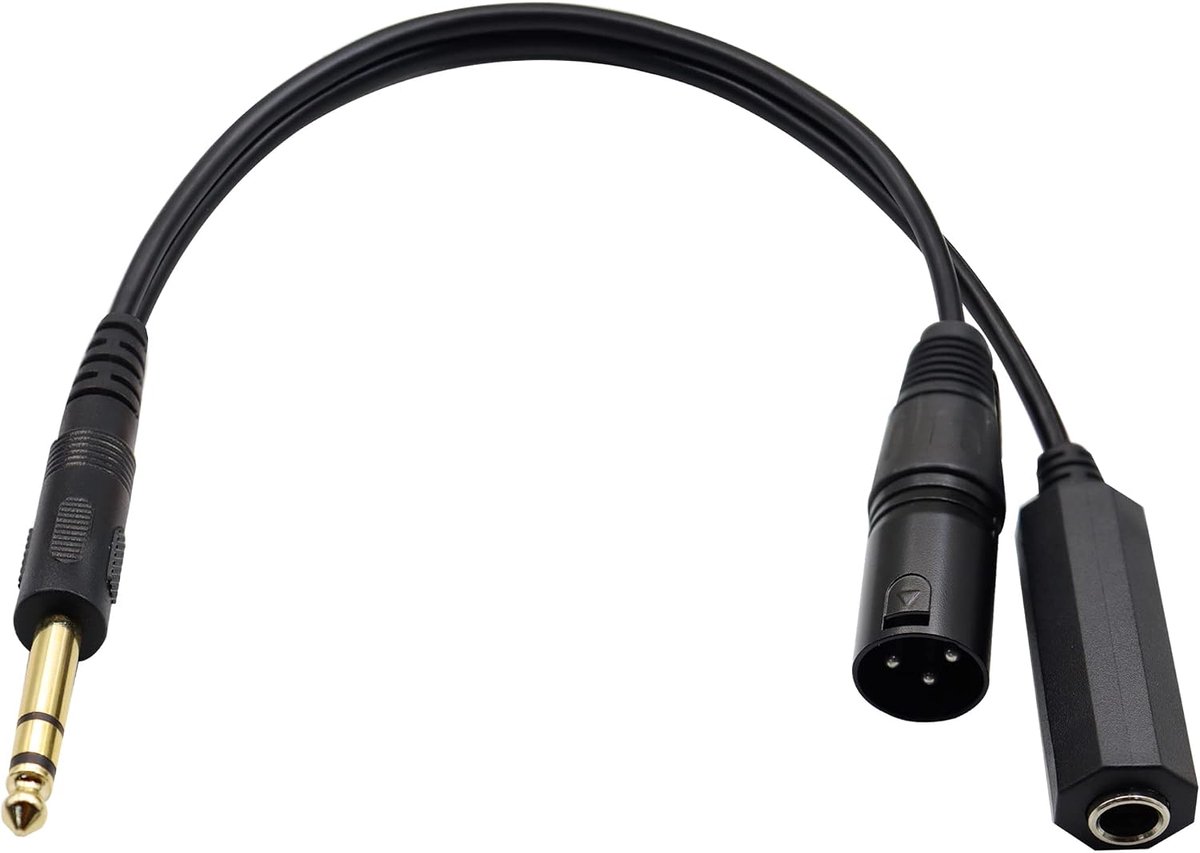 SnelShoppen - 1/4" Male naar Female + XLR Male Balans + Binauraal Stereo Kabel 1 naar 2 Splitter Adapter TRS 6.35mm Male naar Female + XLR 3 Pin Male