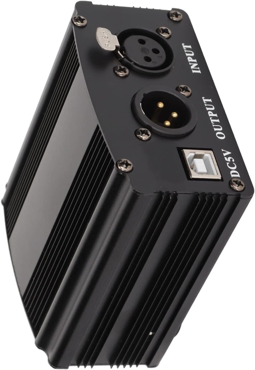 SnelShoppen - 48V Phantom Power, 1 Kanaal Condensator Microfoon Voeding met XLR 3 Pin Kabel en USB Kabel voor Opname Apparatuur en Muziekstudio