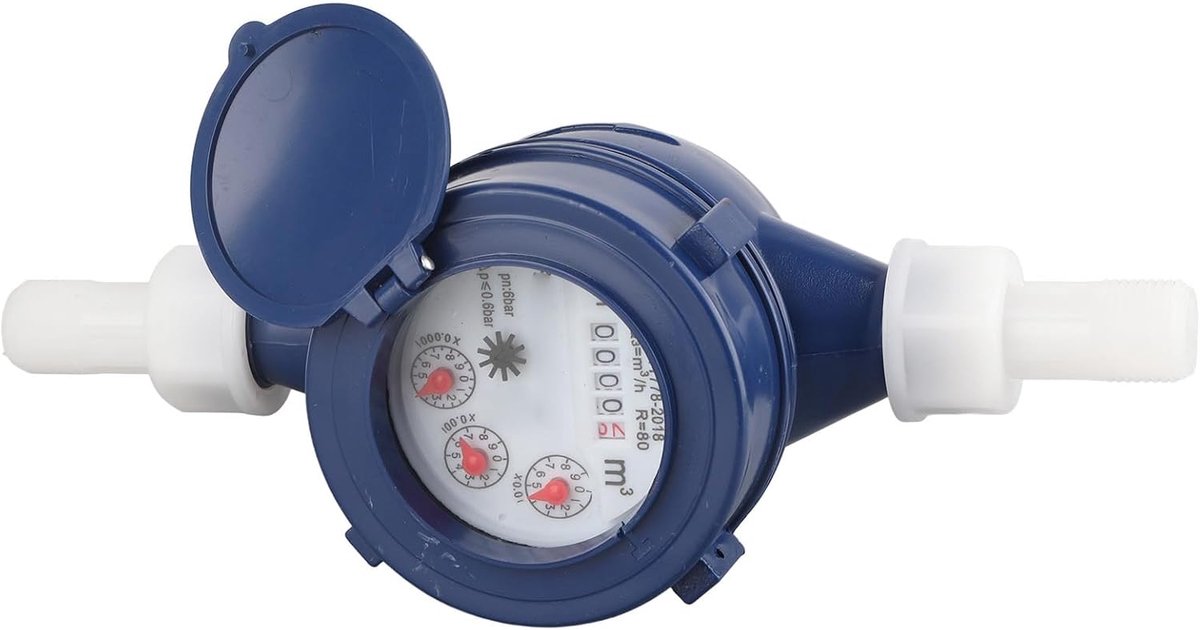 SnelShoppen - Cold Water Meter DN15, Rotatiemeter voor Water, Tuin en Huisgebruik, Corrosiebestendig Nylon, Tot 99999 Liter, Eenvoudig Afleesbaar
