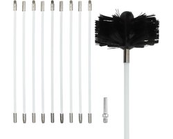 Chimney brush set, stove pipe brush cleaning kit includes 9 flexible rods, 1 brush head and 1 hex rod for cordless - ShopVlot