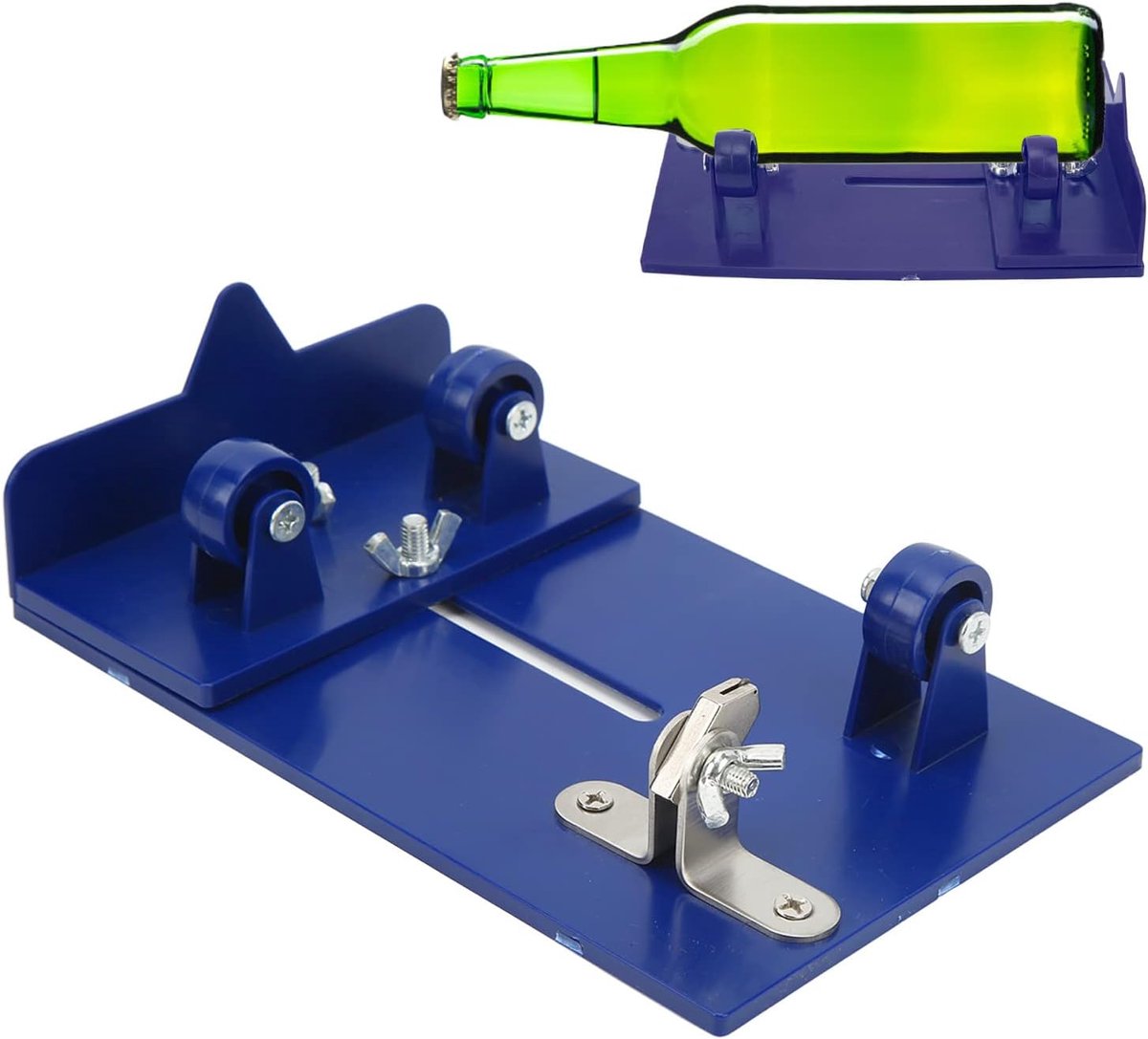 SnelShoppen - Glazen Flessen Snijder DIY Machine Kit - Snijden van Wijnflessen - Verstelbare Snijtool met Scherpe Carbide Snijkop - Blauw