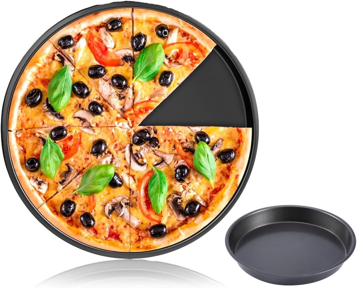 SnelShoppen - Pizza Pan 9 Inch - Diepe Schotel Pizza Pan van Carbonstaal - Ronde Non-Stick Bakplaat voor Oven en Magnetron - Perfect voor Taarten en P