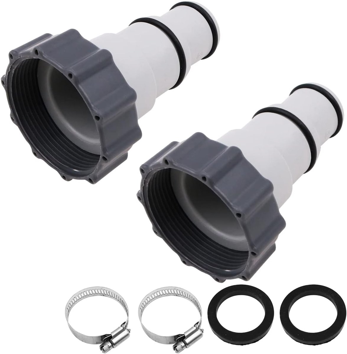 SnelShoppen - 2-Pack Tuinslangadapter met Kraag Vervanging voor Intex Boven Grondswembad 1.5" naar 1.2" Slangadapter voor Schroefdraadpompen en Plunje