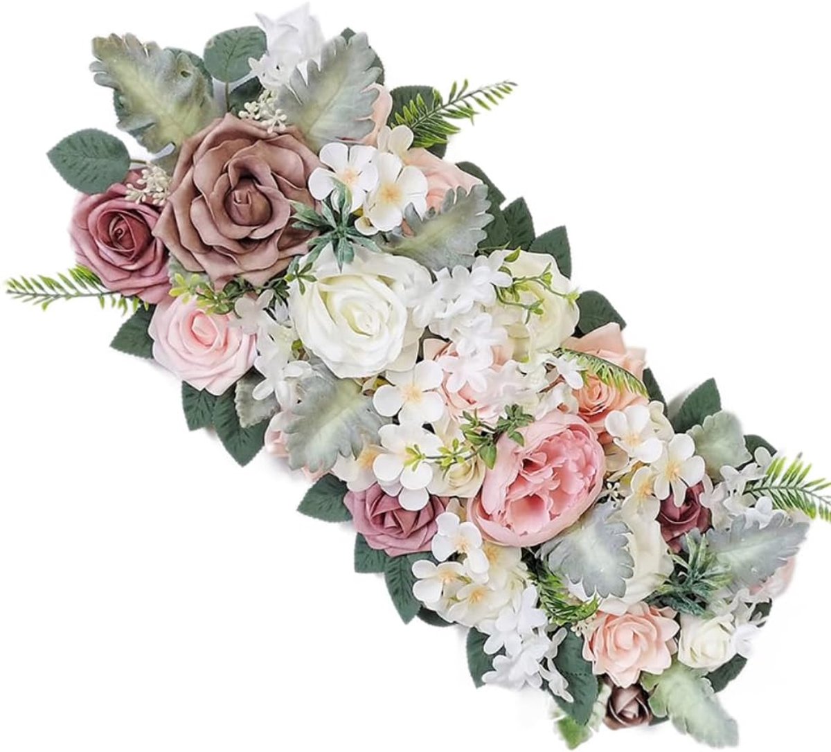 SnelShoppen - Kunstbloemen Wanddecoratie 70 x 30 cm, Rozen, Kunstbloemen, Decoratieve Bloemen, Achtergrond voor Feest, Bruiloft, Floral Wand, Duurzaam