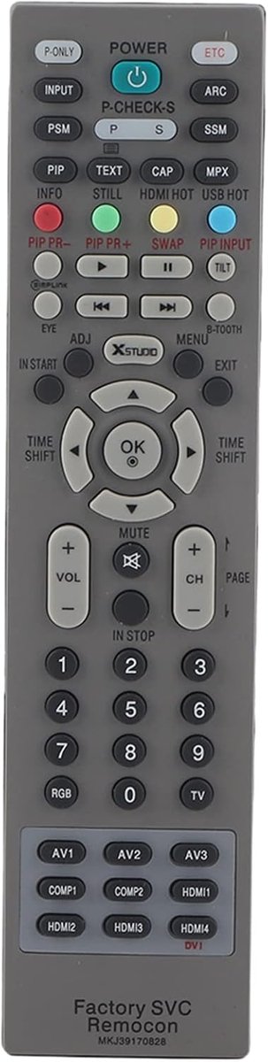 SnelShoppen - Vervangende Service Remote C2 23x6x3 HD Afstandsbediening voor LCD TV, Duurzaam ABS, Geschikt voor Diverse TV Merken