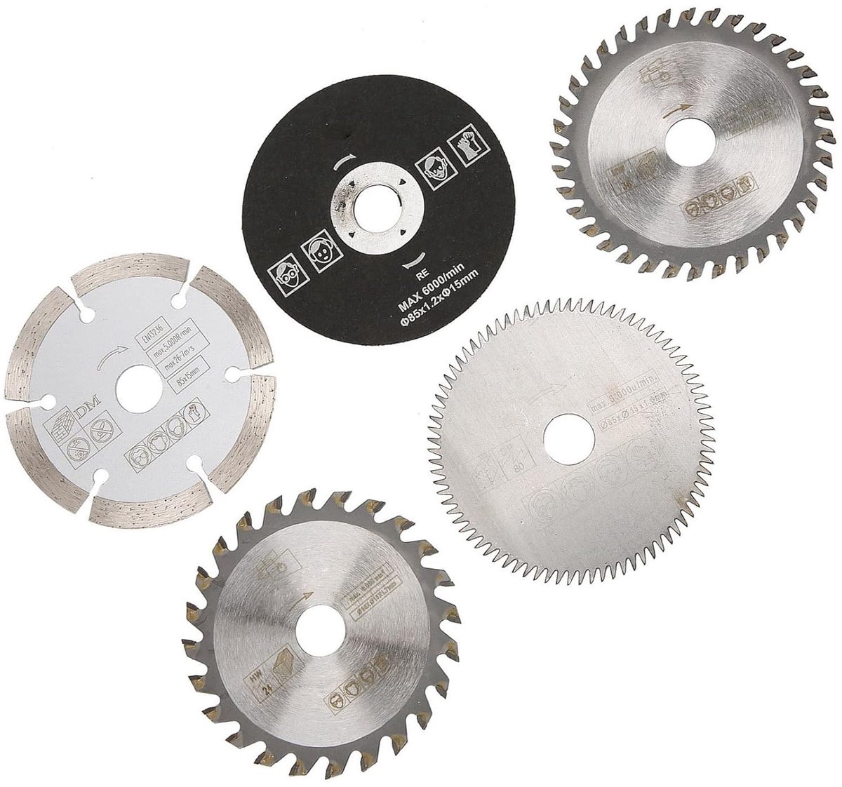 SnelShoppen - 5x Mini Cirkelzaagblad 85mm - Snijblad voor Elektrische Zaag - Hoogwaardige Carbide Materialen - Universele Pasvorm - Voor Diverse Snijt