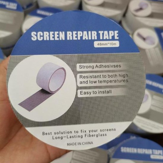 Raamhor Reparatie Tape - Glasvezel Reparatieset - Gaten Dichten - Sterke Kleeflaag - 4.8x100 cm - Grijs — afbeelding 4