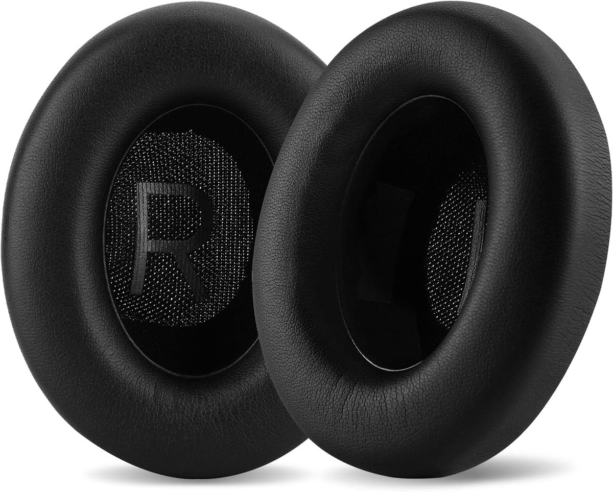 SnelShoppen - Vervangende Oorkussens Compatibel met Bose 700 Noise Cancelling Hoofdtelefoon, Oorkussens van Ecoleer/ Zwart, 2 Stuks, 10cm x 8cm x 1.8c