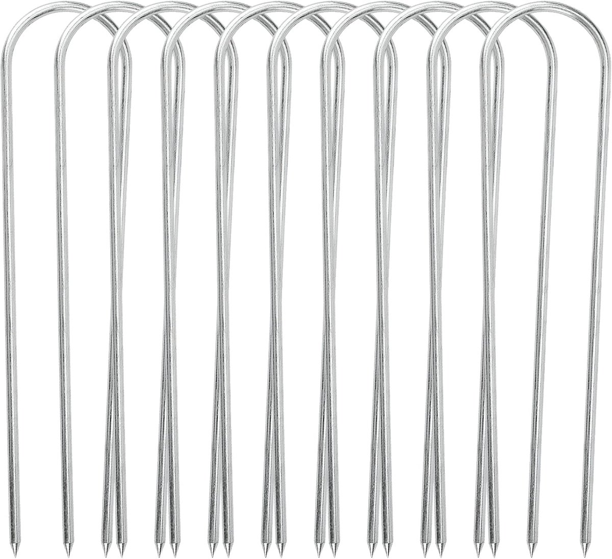 SnelShoppen - 10 Stuks 12 Inch Trampoline Ankerschroeven, U-vormige Grondankers voor Trampolines, Tentstokken, Zware Kwaliteit, Roestvrij Staal, Ideaa