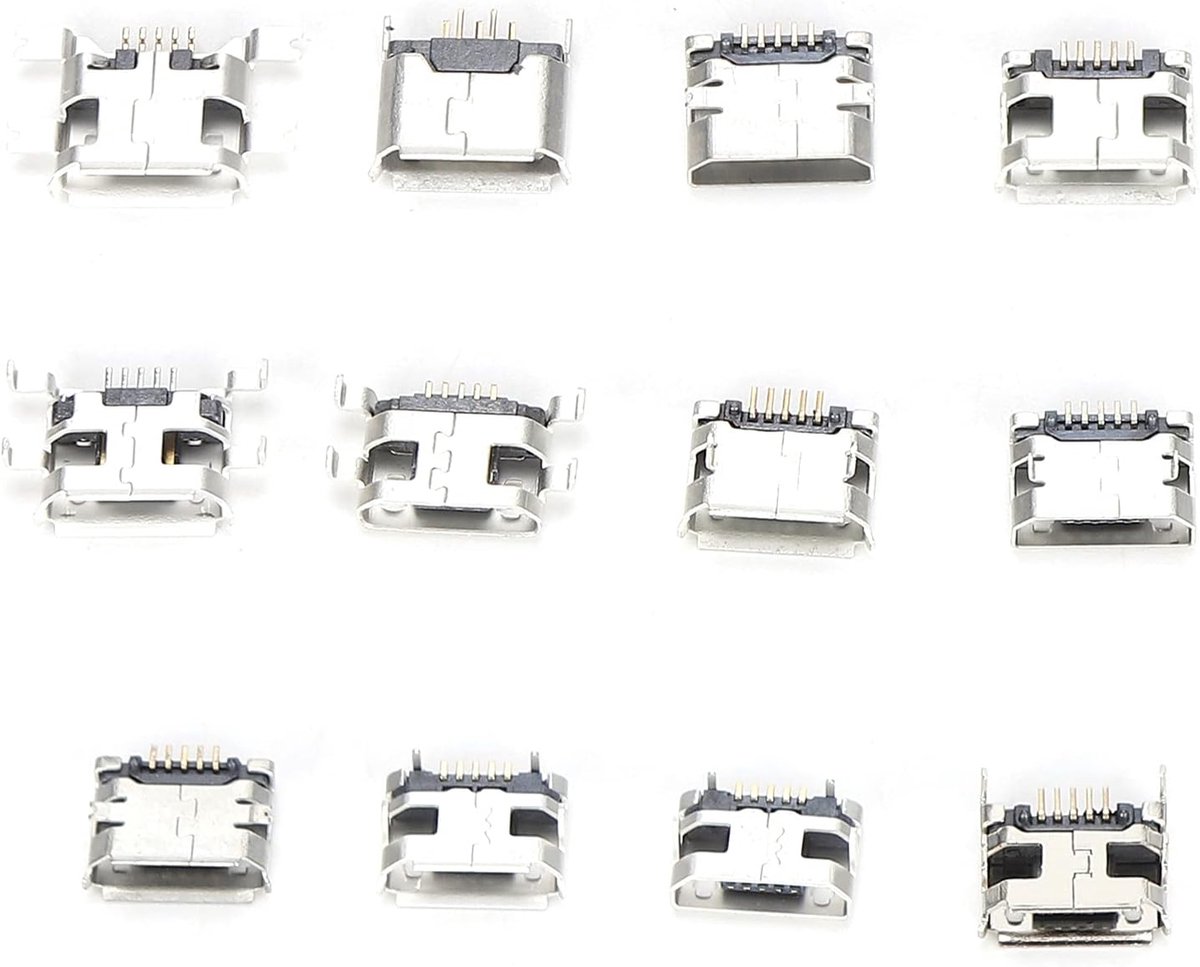 SnelShoppen - Micro USB Poort Mini USB Connector voor SMD Componenten - Roestvrij staal - 60 Stuks - Industrieel Gebruik - Hoge Stabiliteit en Efficië