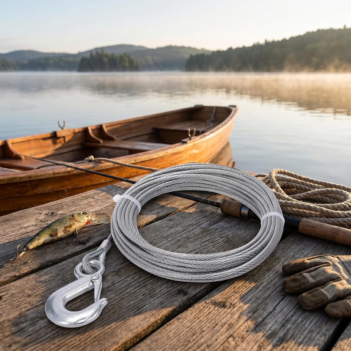 SnelShoppen - 4Mm X 12M Lierkabel - Hoge Breeksterkte, Veelzijdige Lier Kabeluitbreiding, Duurzame en RVS Lierkabel, Betrouwbare Constructie voor Vele