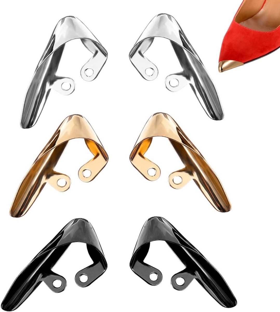 SnelShoppen - Schoenbescherming 6 stuks met onderkant hak reparatie, beschermhoezen voor puntige hoge hakken, accessoires voor hoge hakken, metalen pu