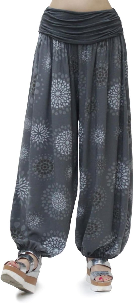 Harembroek - Donkergrijs - M-L - Comfortabele Vrouwelijke Vrijetijdsbroek - Voor Dames
