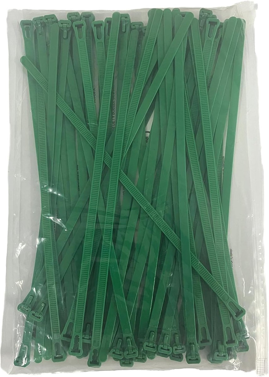 SnelShoppen - Herbruikbare Kabelbinders 300mm x 7.6mm 60 Stuks Groen - Sterke PA66/Nylon - UV Bestendig - Ideaal voor Kabelbeheer, Tuin en Klussen
