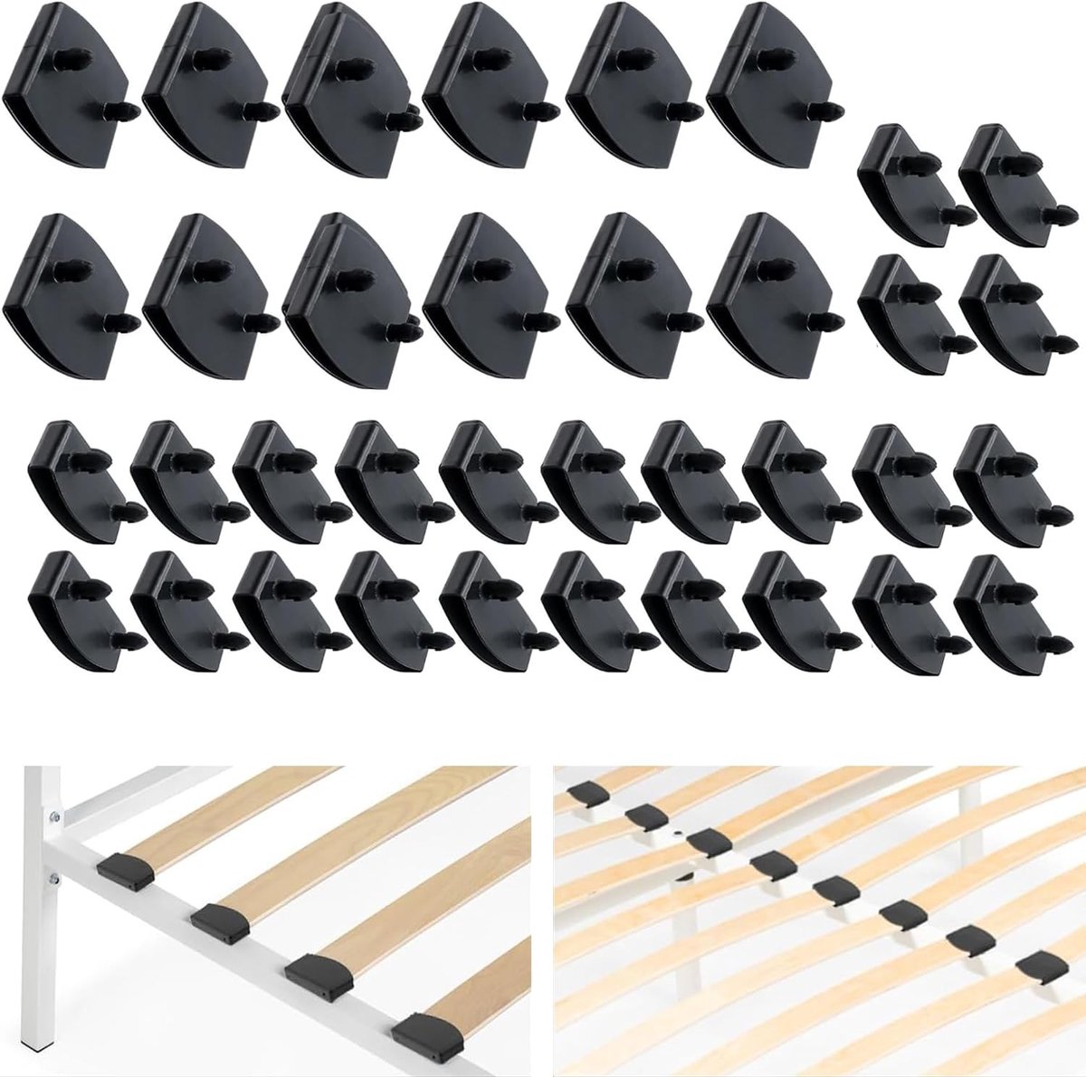 Slatted frame caps set - 36 stuks - 24 eindkappen en 12 middensteunen - voor enkele en dubbele bedden - SnelShoppen