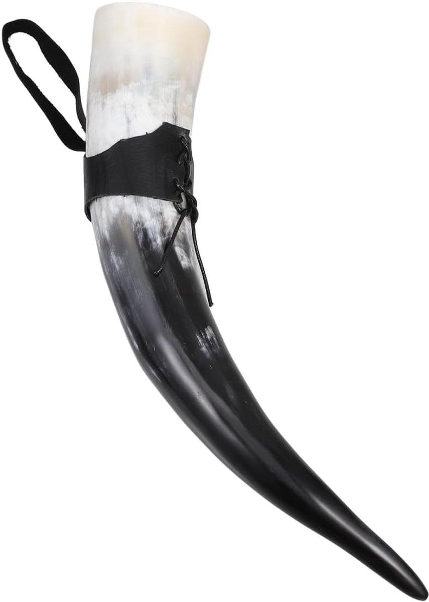 SnelShoppen - Real Drinking Horn - Handgemaakte Vikingen Drinkbeker van Rundvlees Hoorn - 380ml Retro Drinkbeker voor Bier, Wijn en Mede - Middeleeuws