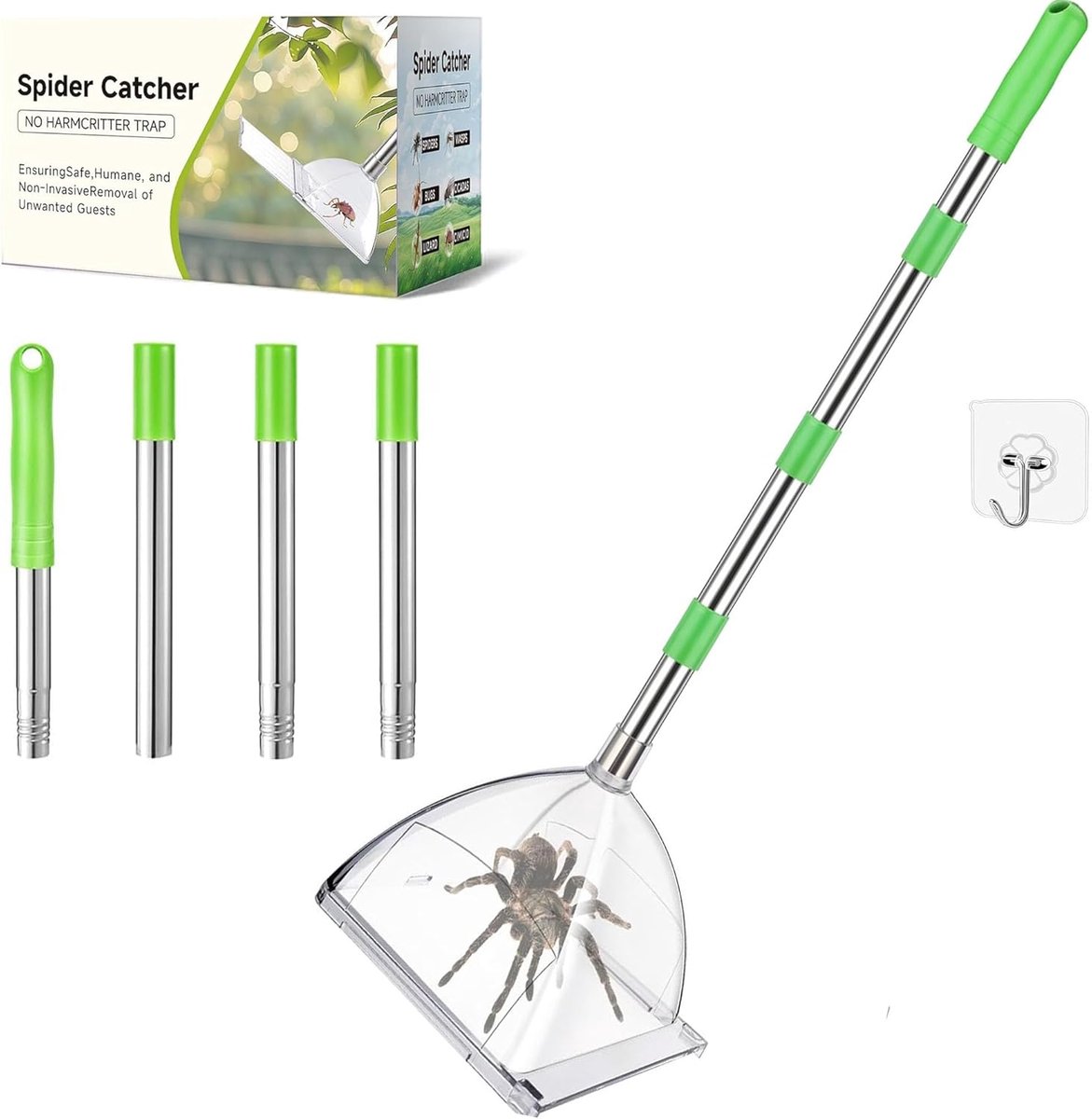 SnelShoppen - Long Handle Spider Catcher, Insecten Vanger, Levensechte Spinnen Vanger, Extra Lange Kakkerlak Grijper, Veilig Spinnen Vangen en Vrijlat