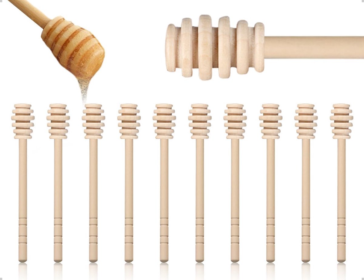 SnelShoppen - 2 Stuks Houten Honinglepels, Honingroerders, 16 cm Lange Houten Lepels voor Keuken, Perfect voor Thee, Yoghurts, Desserts en Bakken