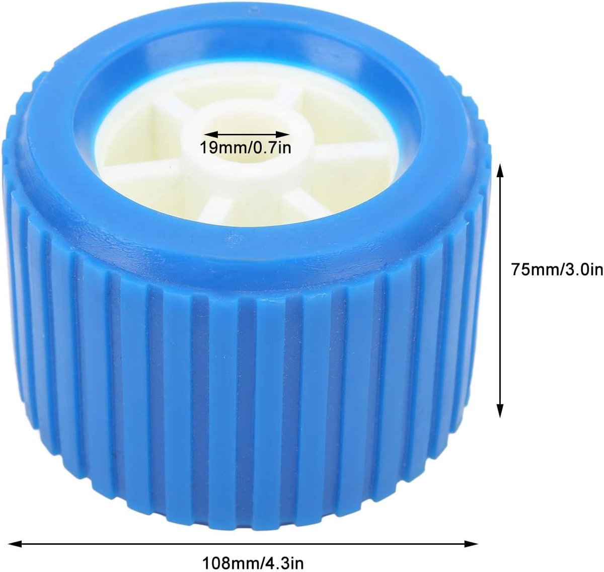 SnelShoppen - 4 Pack Ribbel Wobble Rollen voor Boottrailers, 108x75x19mm, Temperatuurbestendig Blauw, Ideaal voor Jacht en Boottrailers