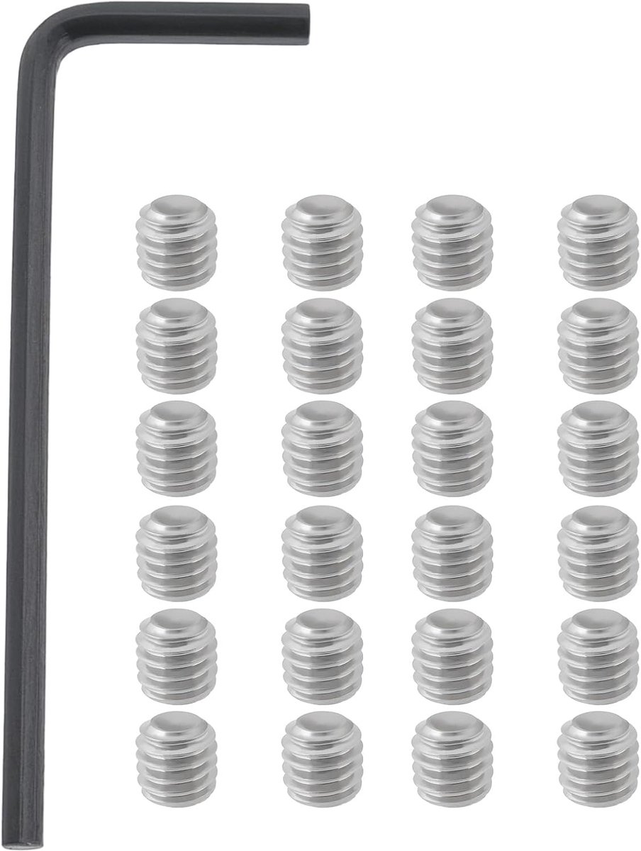 SnelShoppen - 60 stuks RVS Zeskant Schroeven 10-32x3/40,6 cm met Sleutel voor Deurgrepen, Bevestigen van Knoppen, Sloten, Precisie Machines