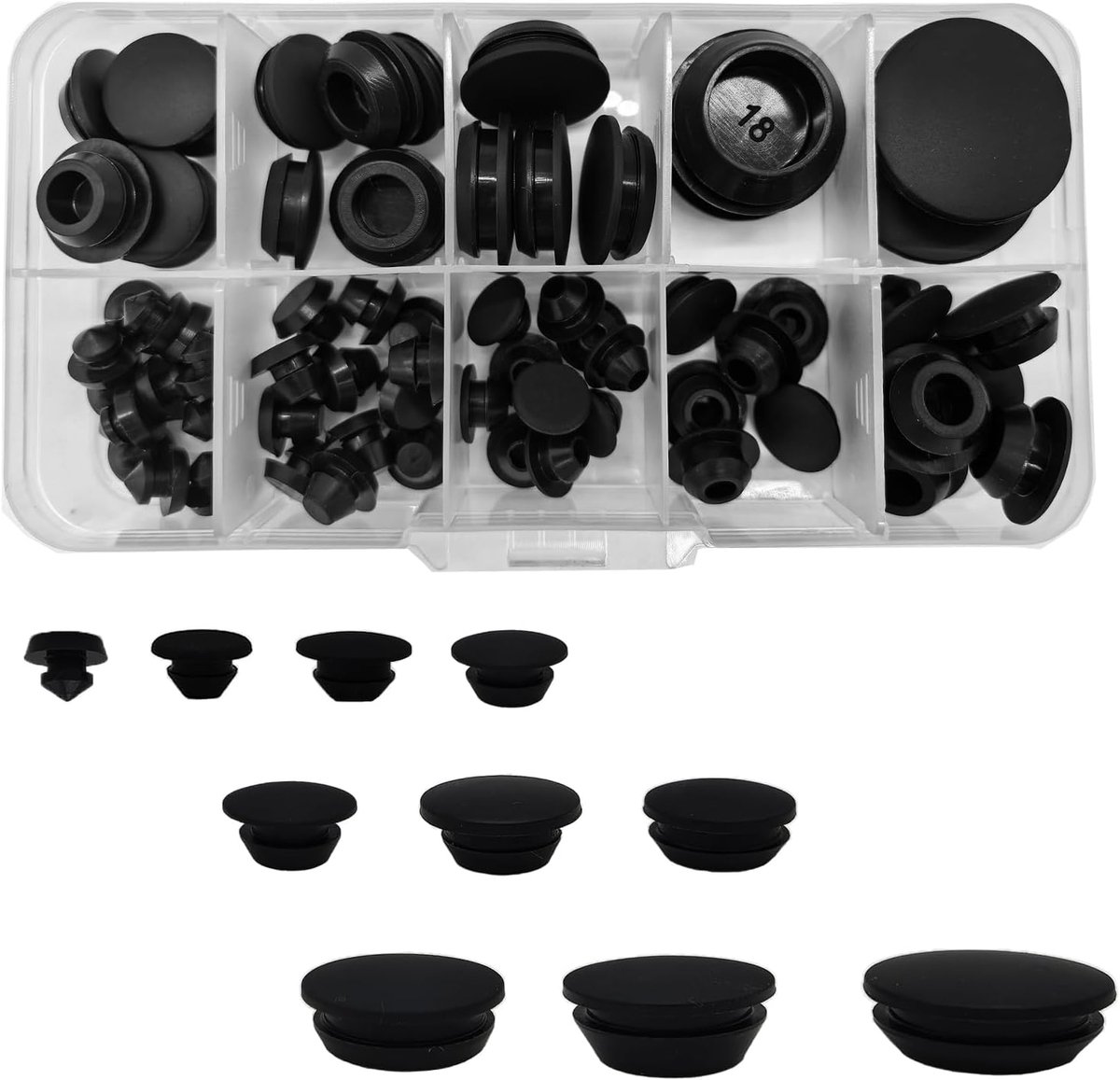 66Pcs 10 Sizes Black Silicone Hole Plugs Plastic Hole Plugs Set, Hole Sealing Lid, Round Rubber Stopper for Kitchen - ShopVlot