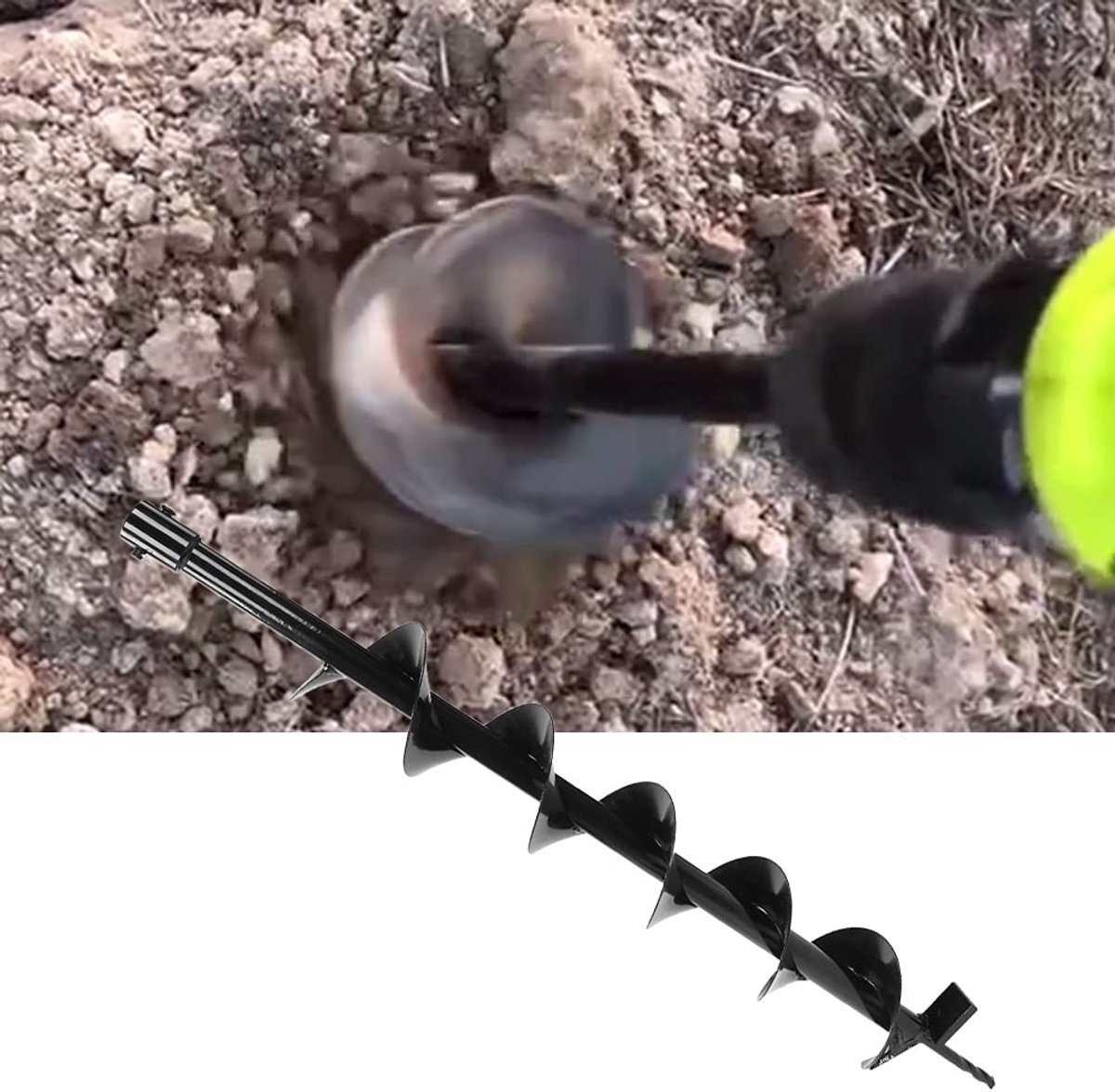 SnelShoppen - Tuinboor, Boor Augers voor het Graven van Gaten, Tuin Plant Post Hole Graafmachine, Aarde Boor Tuinboor voor Snel Graven 100x800mm Enkel