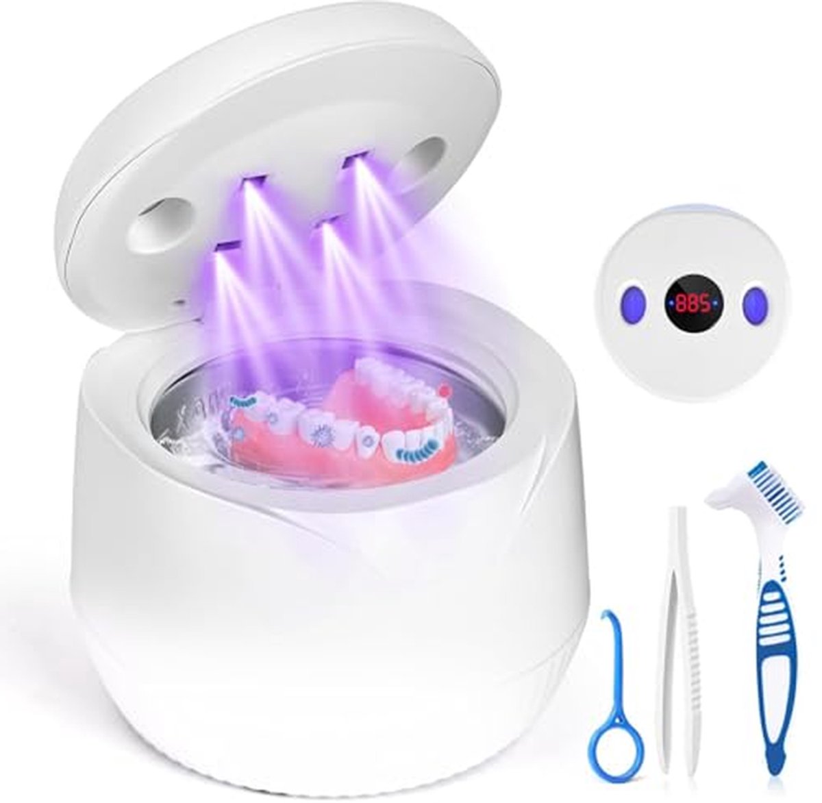 Ultrasoon Reinigingsapparaat - Reinigingsapparaat Aligner - Hygiënisch Reinigen - 4 UV-C Lampen - 200 ml Tank - Wit