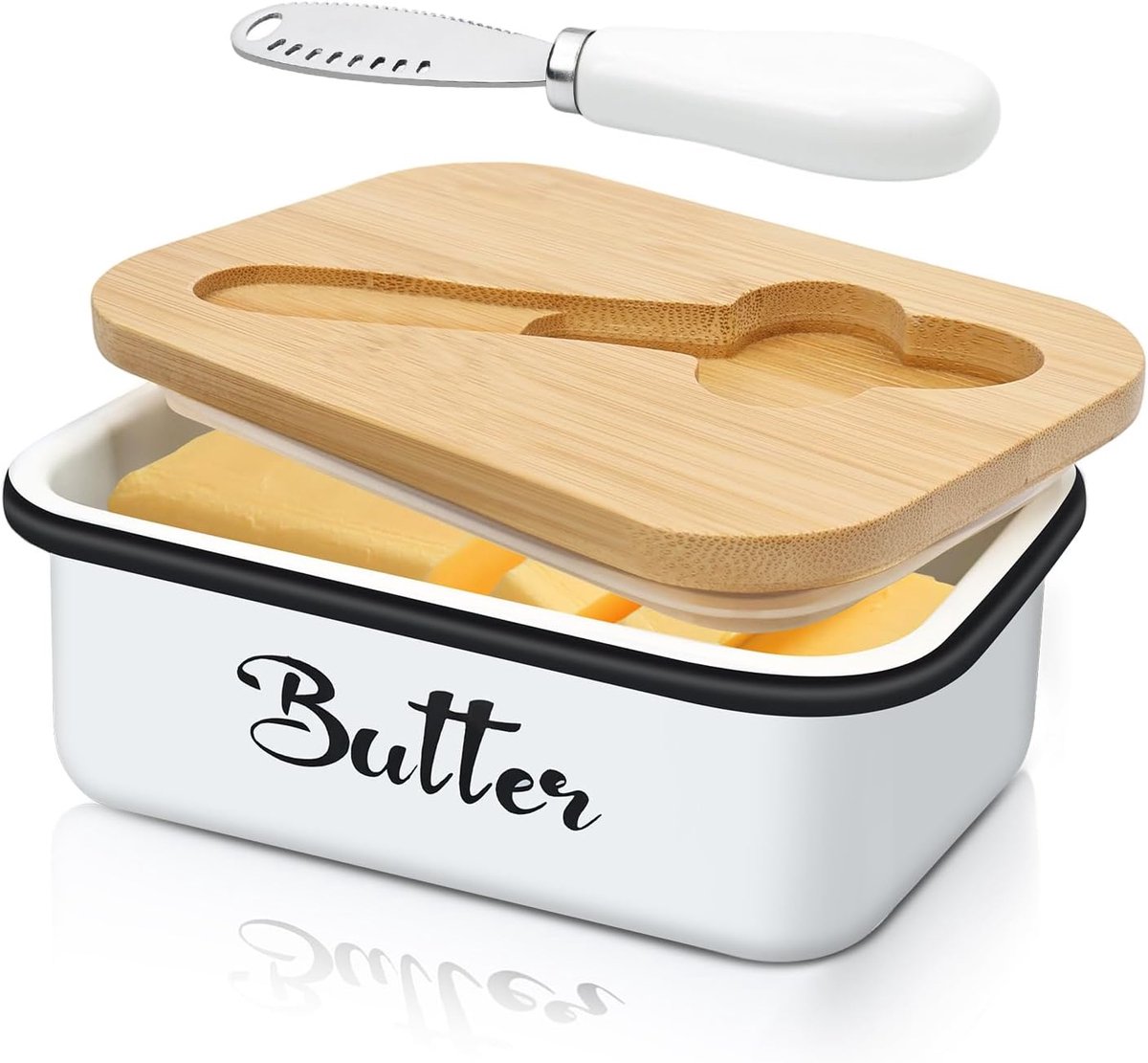 Boterdoos met Deksel 650ml - Metaal - Dubbele Siliconen Dichtingen - Ideaal voor Boter en Kaas - ShopVlot