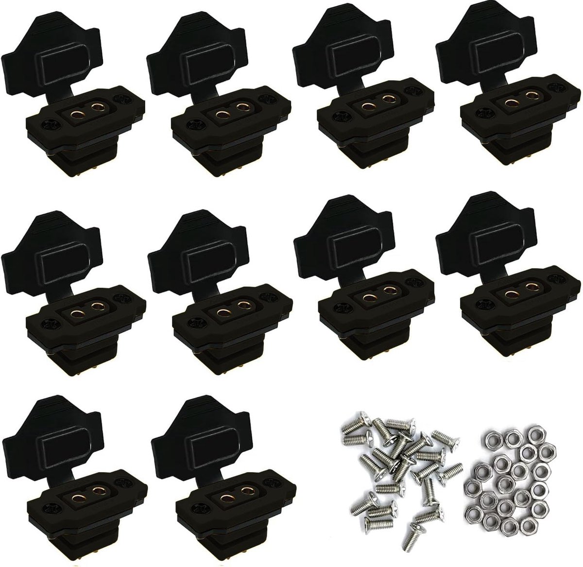 SnelShoppen - XT60BE-F Stekkers met Rubber Bescherming + Waterdichte Schroeven voor Lipo Accu, Compatibel met Alle XT60 Stekkers, 2 Polig, Zwart, 10 P