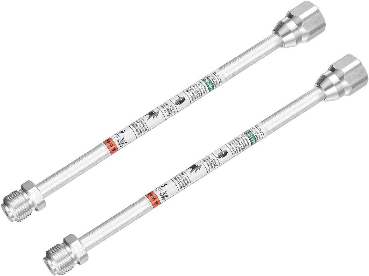 SnelShoppen - 2-delige 30cm Airless Spuitpistool Verlengstang voor Airless Spuitpistolen, Aluminium Legering, Corrosiebestendig, 12mm Diameter, 7/8UNF