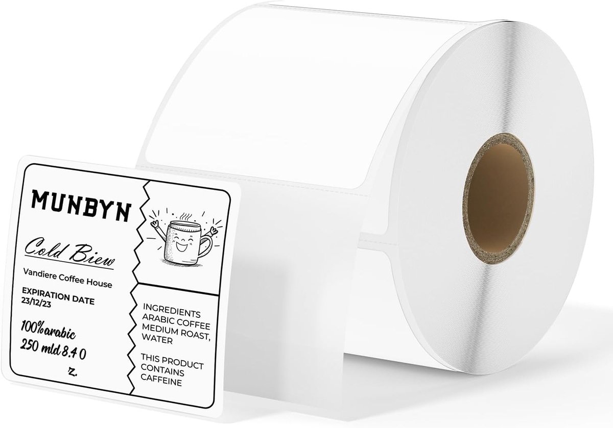 SnelShoppen - 2 Inch Vierkante Thermische Stickers, Zelfklevende Vierkante Directe Thermische Labels, 750 Stickers per Rol, Duidelijke Prints, Sterke