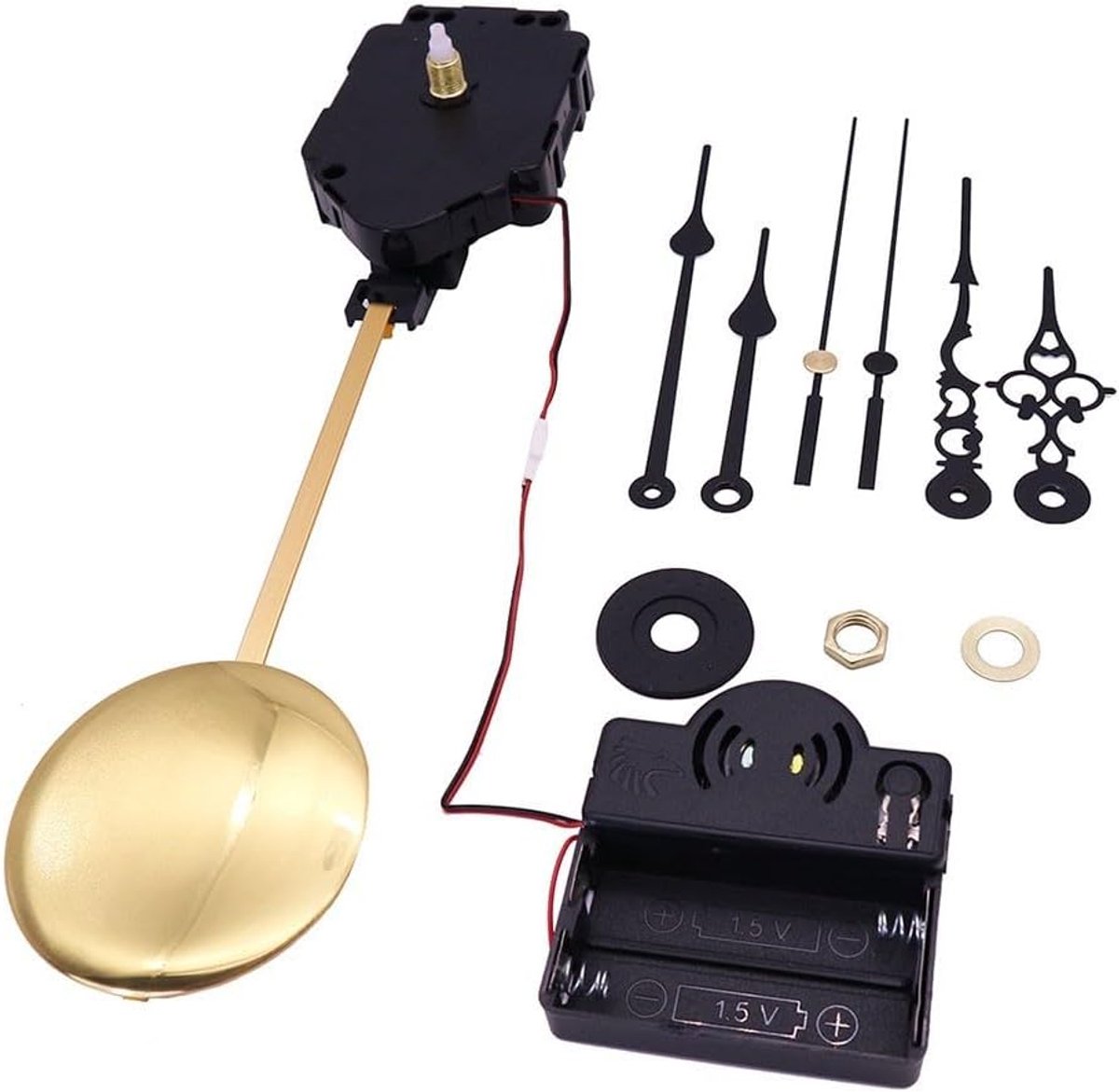 SnelShoppen - Klok Bewegingsmechanisme met Swepend Pendulum voor DIY Wandklok Reparatie en Restauratie, Inclusief 2 Set Wijzers, Eenvoudige Installati