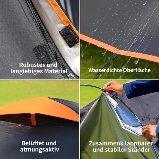 Campingtent voor 4 personen - Waterdicht, 3-4 seizoenen, Ideaal voor Festivals en Avonturen van Merkloos — afbeelding 2