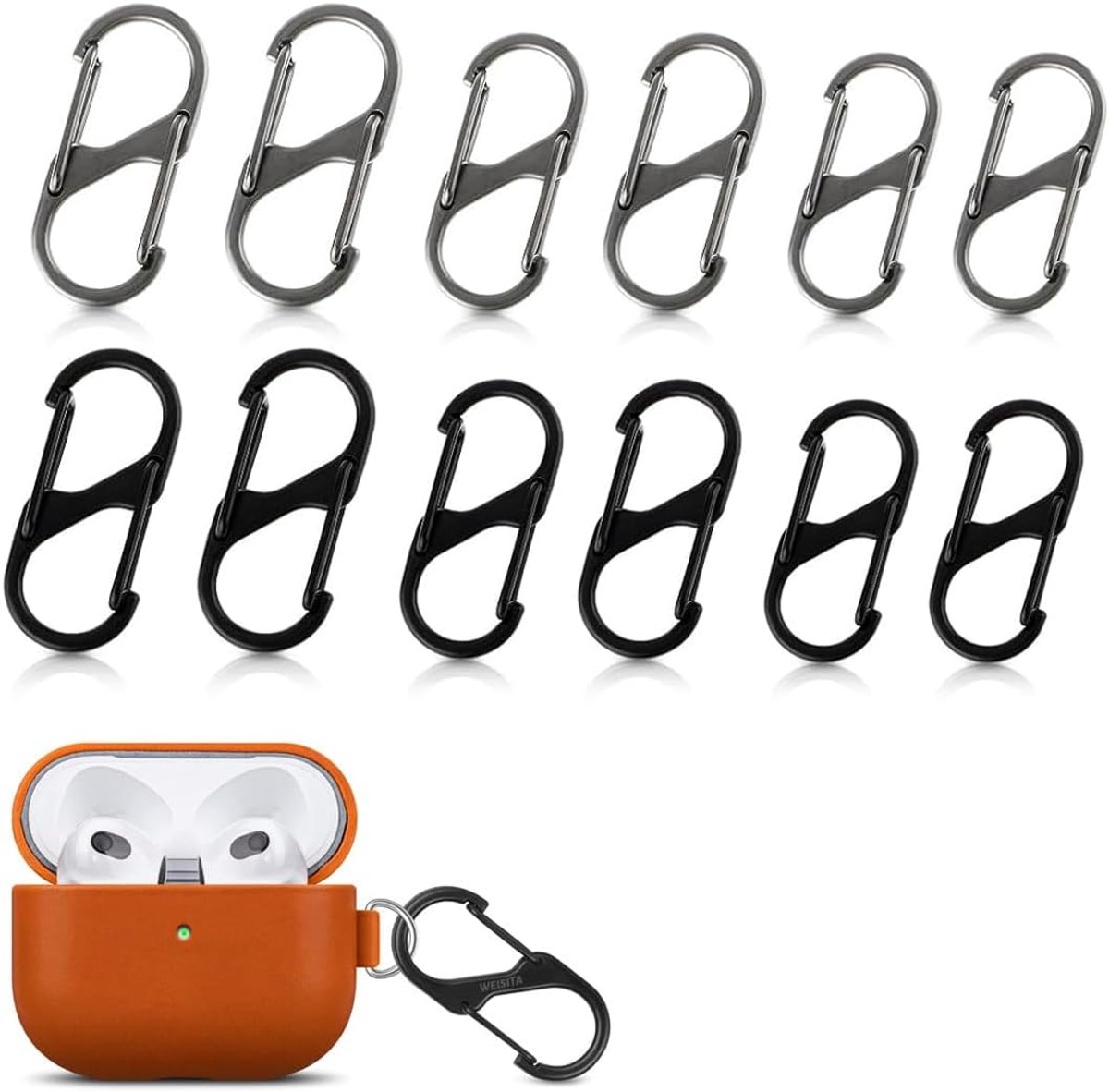 SnelShoppen - 12 Stuks Zwarte Carabiners - Mini Carabiner voor Camping, Vissen, Reizen, Klimmen, Sleutelhanger - Roestvrij, Duurzaam, Zinklegering