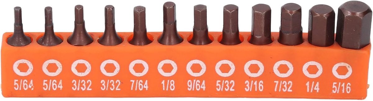 SnelShoppen - 12-delig Hex Bit Set, Imperiaal 1/4 Hex Shank Schroevendraai Bits voor Pneumatische Schroevendraaier, Elektrische Schroevendraaier, Luch