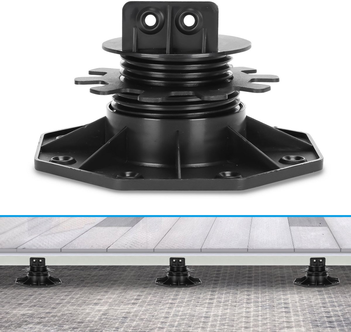 Verstelbare terrasdragers 30-60 mm - 100 stuks - Polypropyleen - Vlonderdrager in hoogte verstelbaar - Voor houten vlonders, WPC en terrastegels