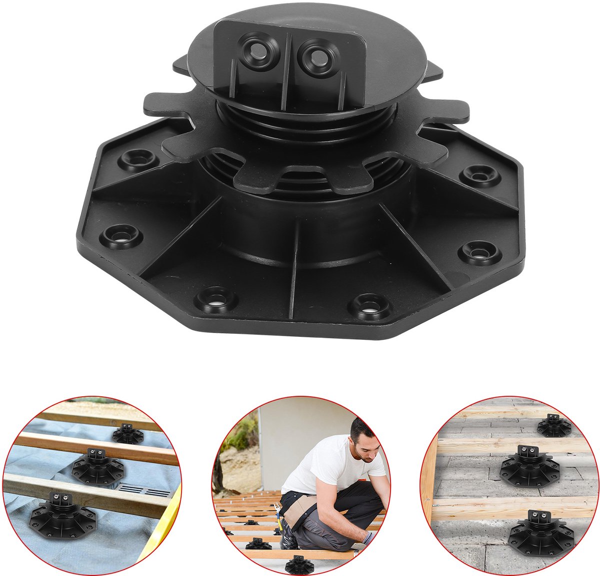 Verstelbare terrasdragers 30-60 mm - 20 stuks - Polypropyleen - Vlonderdrager in hoogte verstelbaar - Voor houten vlonders, WPC en terrastegels
