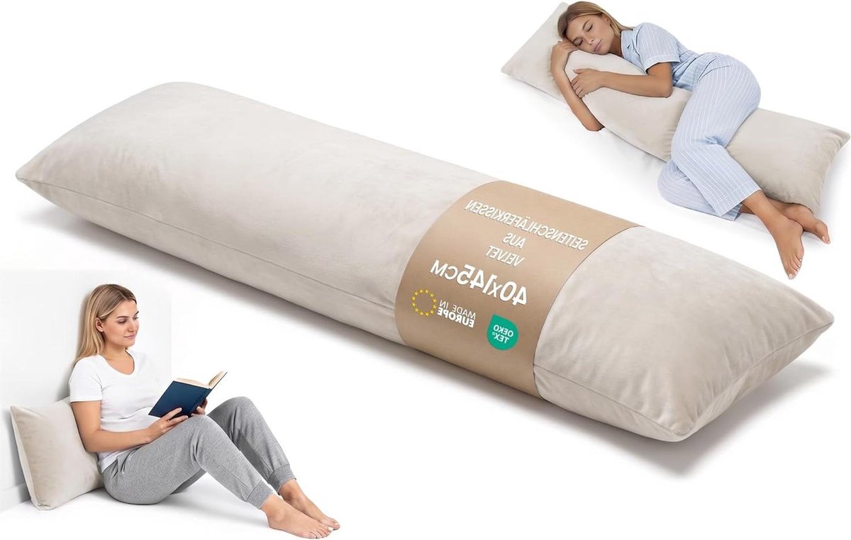 Zwangerschapskussen - Lichaamskussen - Comfortabel slapen - Verstelbaar en Wasbaar - 40x145 cm - Beige