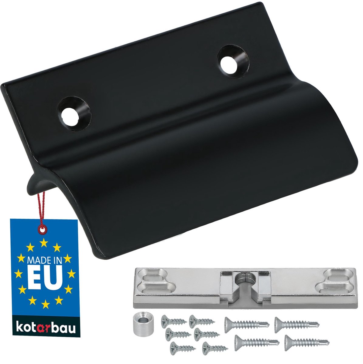 KOTARBAU® Balkondeurgreep - Terrasdeurgreep - met Balkondeur Snapper - Zwart - Deurgreep Balkon - Terrasdeurgreep met Afstandhouder - Aluminium