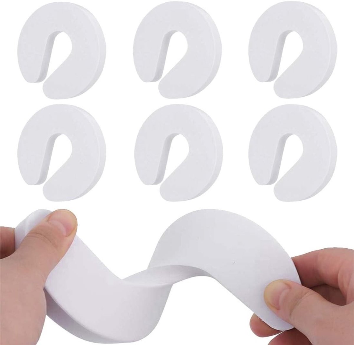 Veilige Deurstopper voor Kinderen - 8 Stuks Witte Schuim, Flexibel en Zacht, Ideaal voor Thuisgebruik