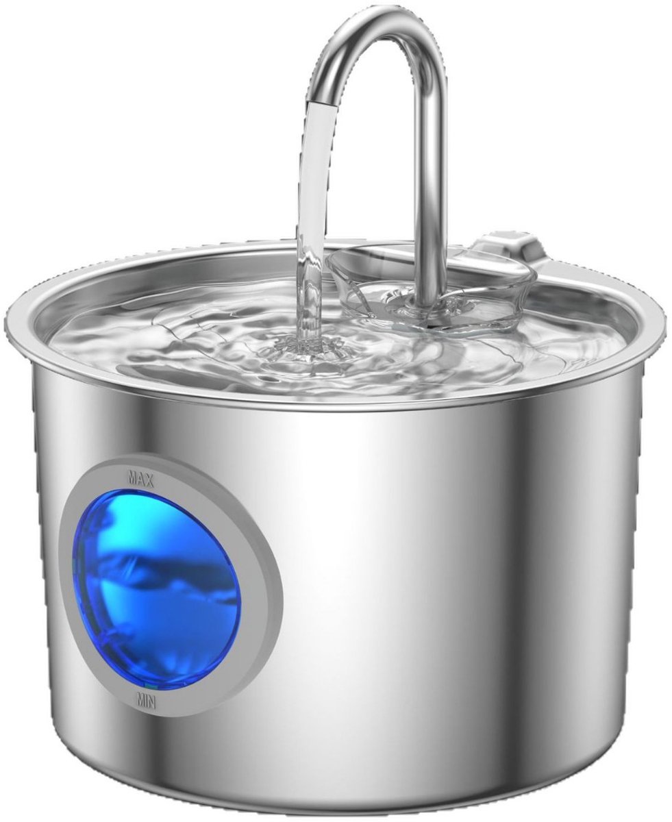 YAGXIG Kattenwaterfontein - 304 roestvrij staal - Capaciteit 2,2 l/74 oz - Afneembare watertank - Gemakkelijk schoon te maken, automatische stille waterfontein voor huisdieren voor binnenkatten en honden.