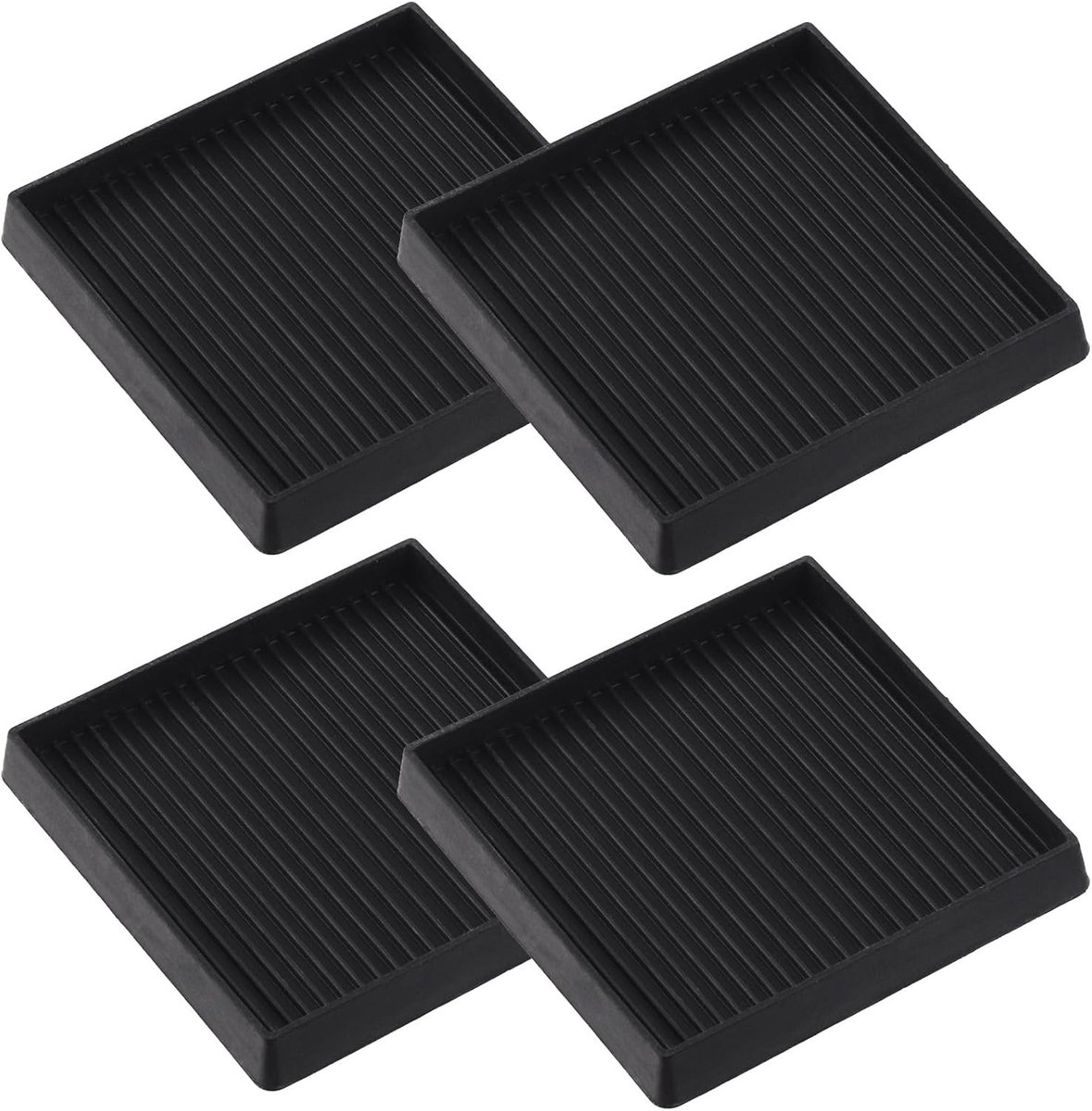 Non-slip rubberen meubelbeschermers voor vloerbescherming - Set van ronde en vierkante kussens voor piano, bank en stoel (4.4", zwart)