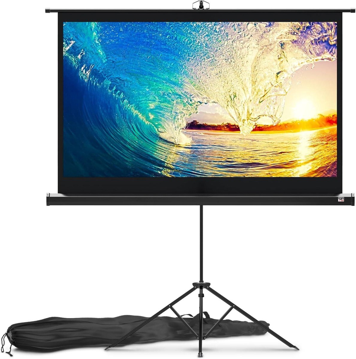 Projectiescherm met standaard - Statiefscherm - Film of presentatie - Kreukvrij mat pvc - 60 inch - Zwart